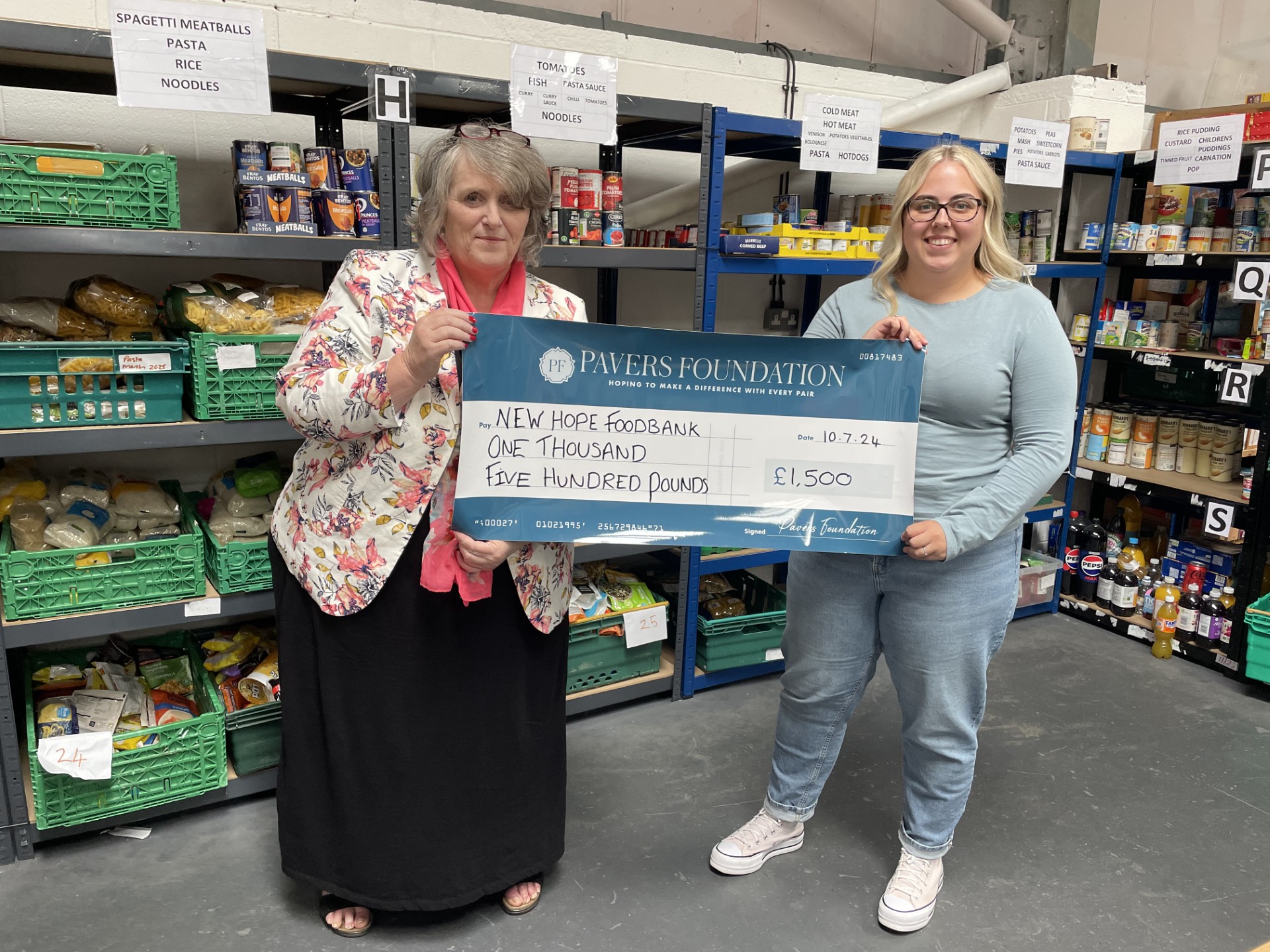 Our Food Bank Coordinator with Grace from Pavers, based in Dobbies, Sheffield.